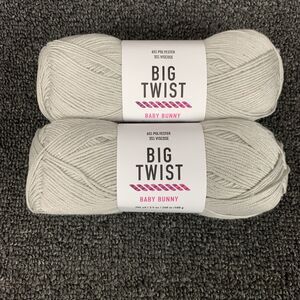 Lot Of 2 Big Twist Baby Bunny Yarn Light Gray 3.5 oz 284 yds Each New Super Fine
